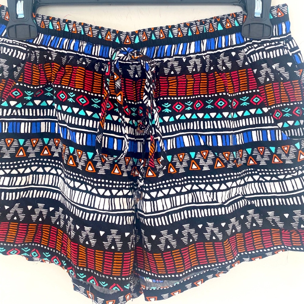 Black Aztec Ethnic Print Festival Shorts size medium / small